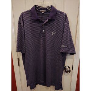 Peter Millar Sea Island Polo Shirt Mens L Summer Comfort Purple White Striped